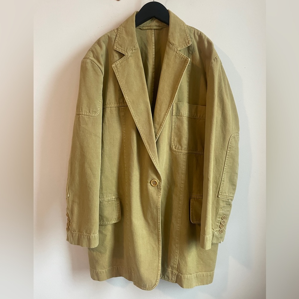 Max Mara chore coat cotton canvas size 8 M yellow jacket Italy